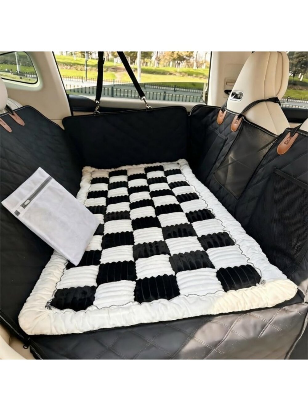 Thickened 59"x27.6" Dog Bed Mat for Car Back Seat + Laundry Bag - Pet Comfort
